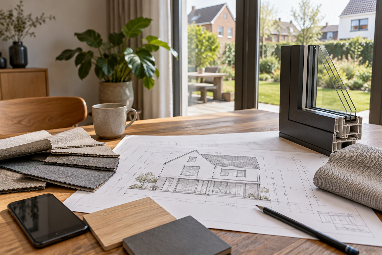Illustratie: raamprofiel en doekstaal bij een renovatietekening